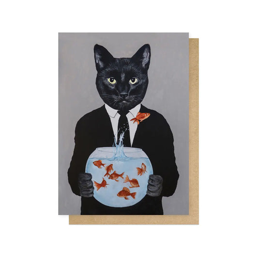 Cat With Fishbowl Greeting Card