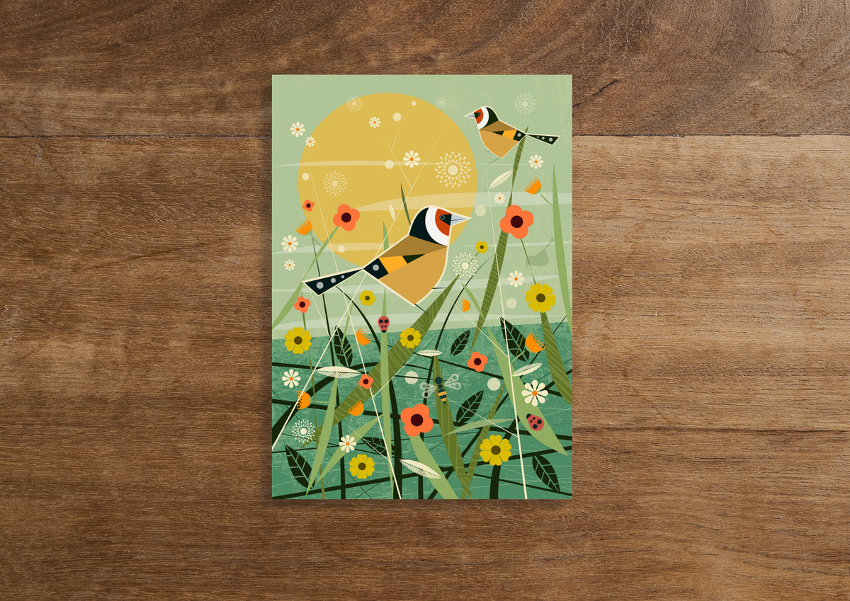 Goldfinch in Meadow Greetings Card