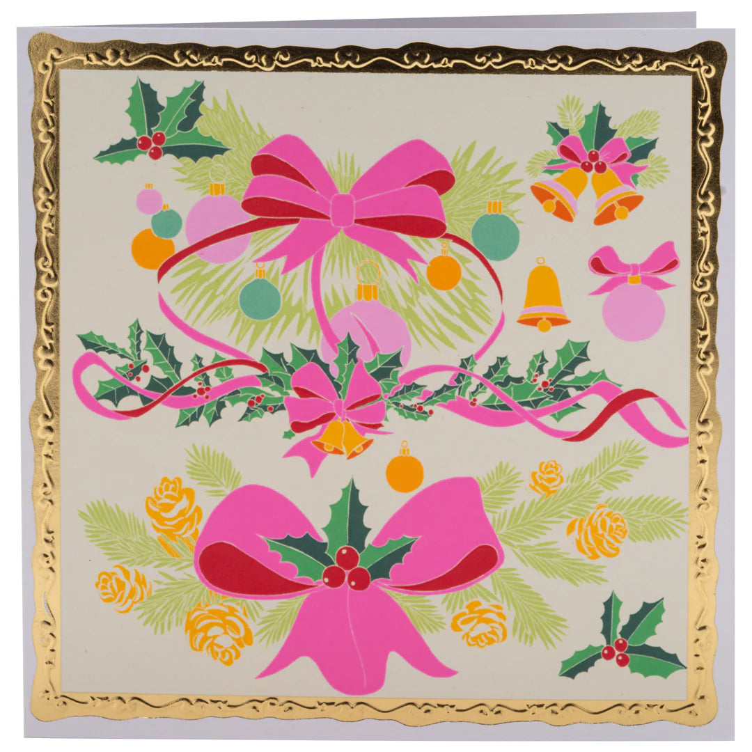 Christmas Bows Greetings Card