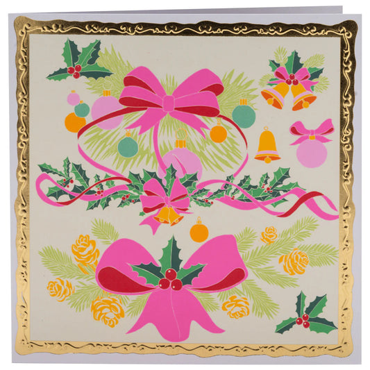 Christmas Bows Greetings Card