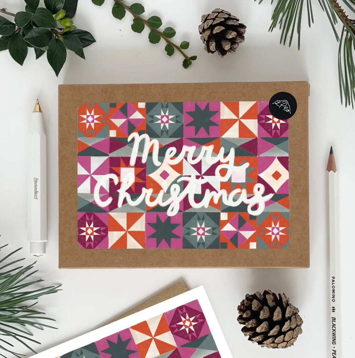 Merry Christmas Festive Pattern Card Pack of 8