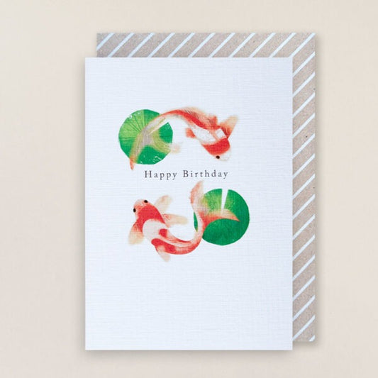 Happy Birthday Koi Pond greetings card
