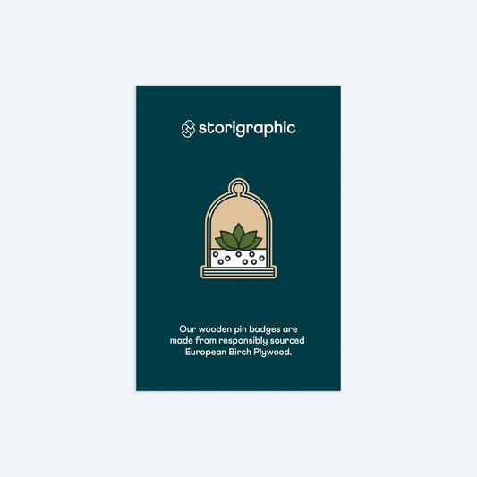 Wooden Pin Badge - Terrarium