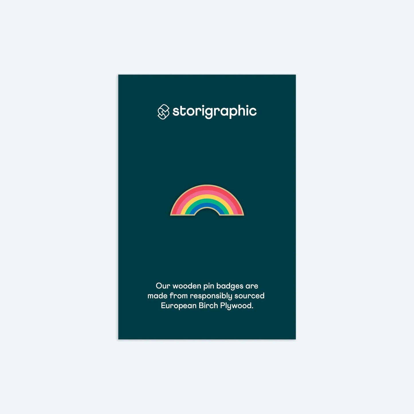 Wooden Pin Badge - Rainbow