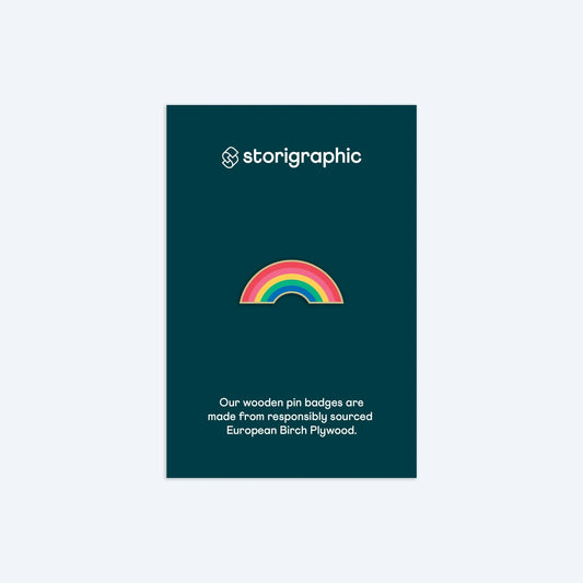 Wooden Pin Badge - Rainbow