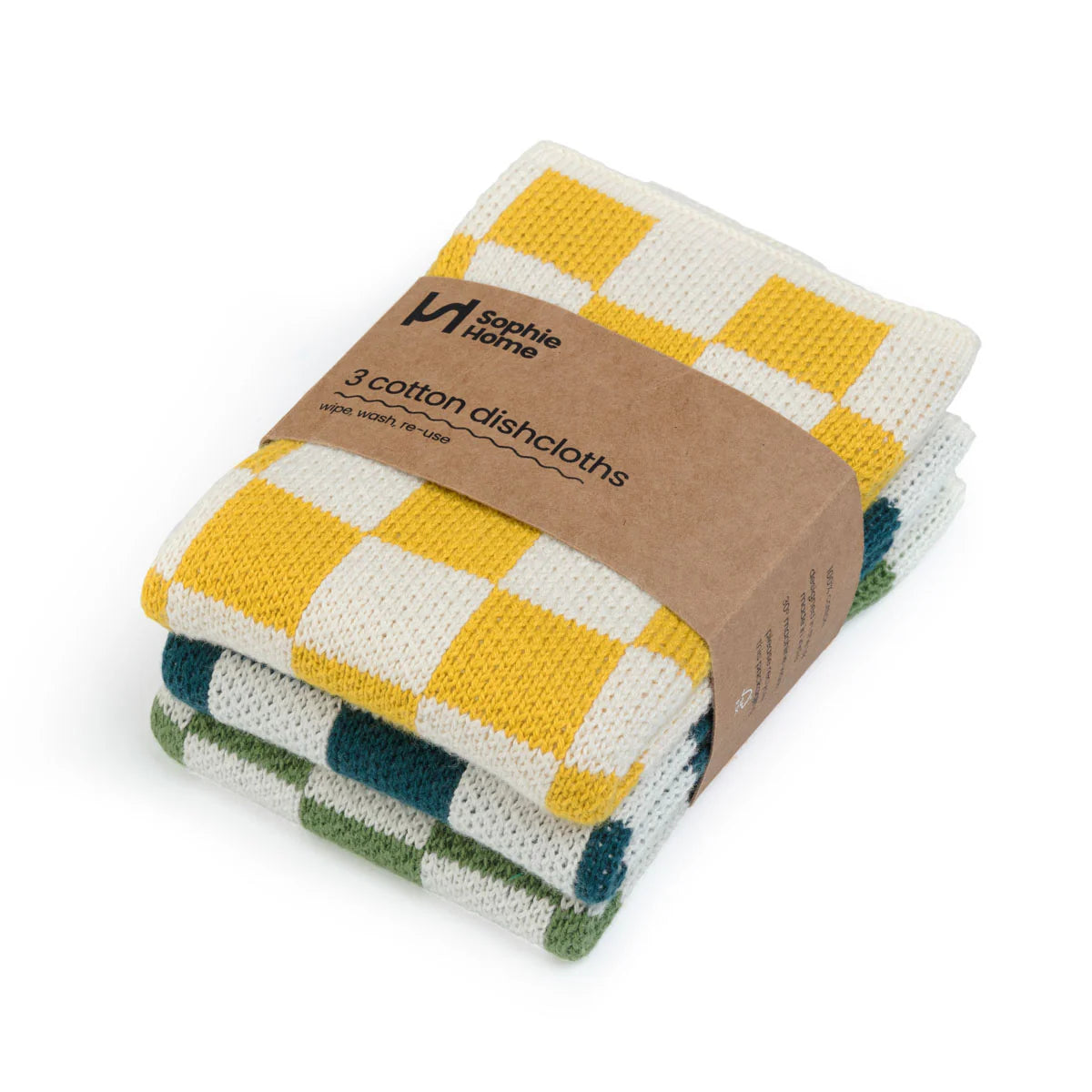 Reusable Checked Citrus Dishcloth (3 pack)