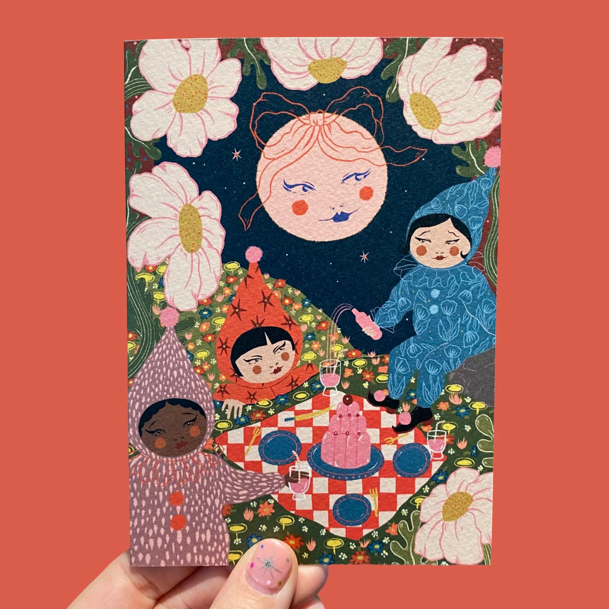 Picnic with Girls Greetings Card