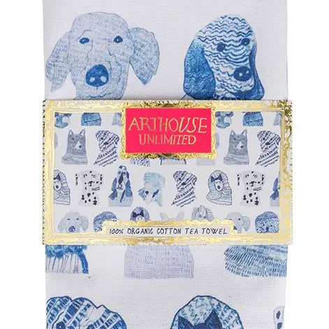 Blue Dogs 100% Organic Tea Towel