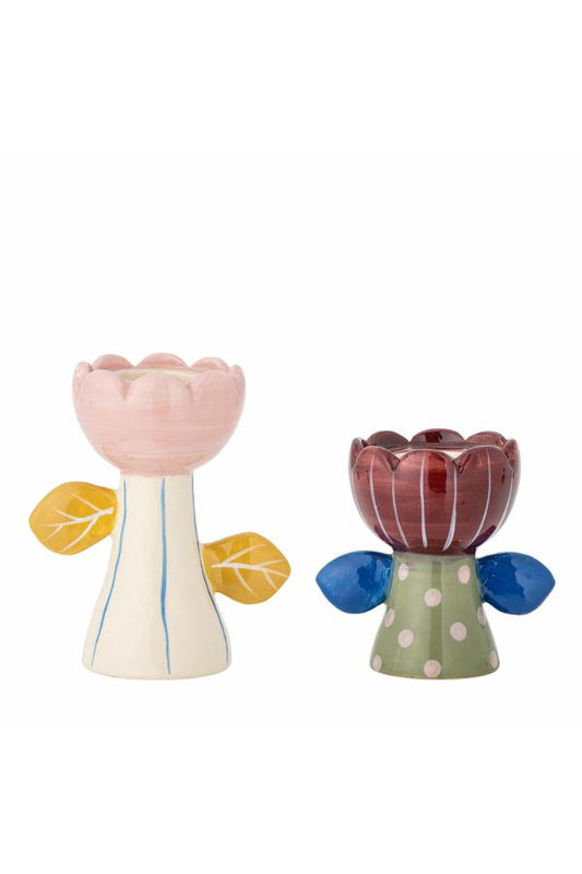 Florita Votive & Candle Holder Pink / White Stripe
