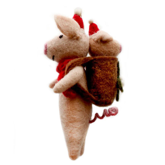 Christmas Pig With Piglet In Backpack