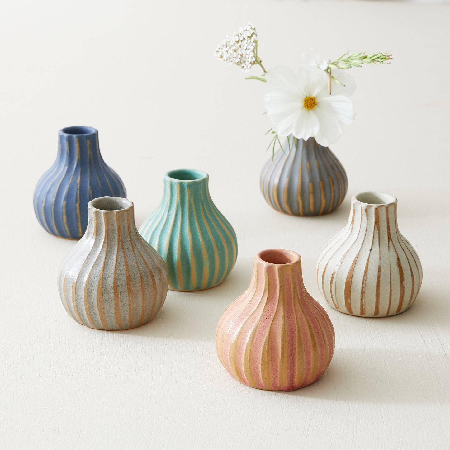 Kalika Textured Stoneware Bud Vase