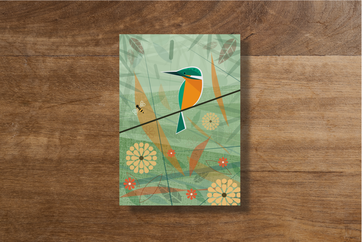 Kingfisher on a River Bank Greetings Card