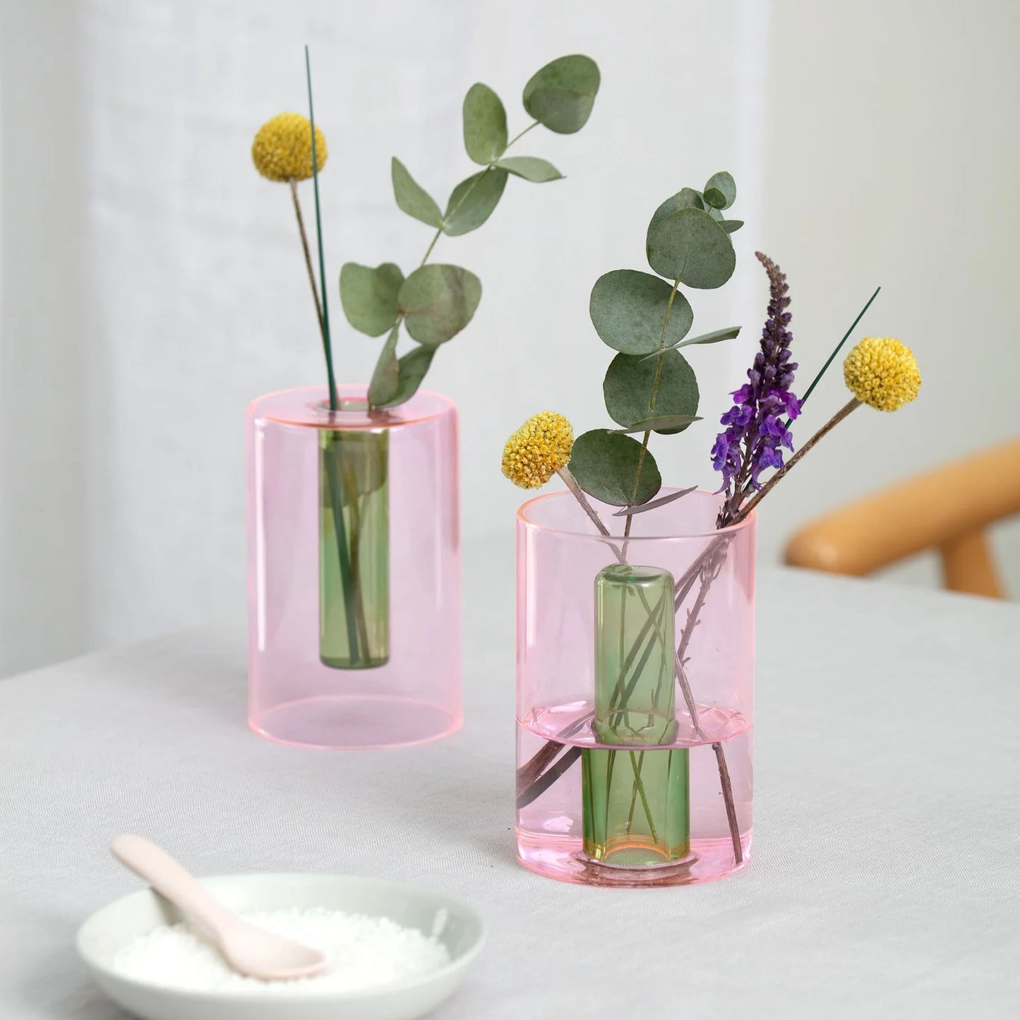 Reversible Small Pink/Green Glass Vase
