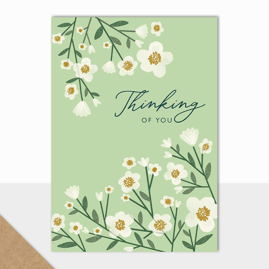 Thinking of You Green Floral Birthday Card