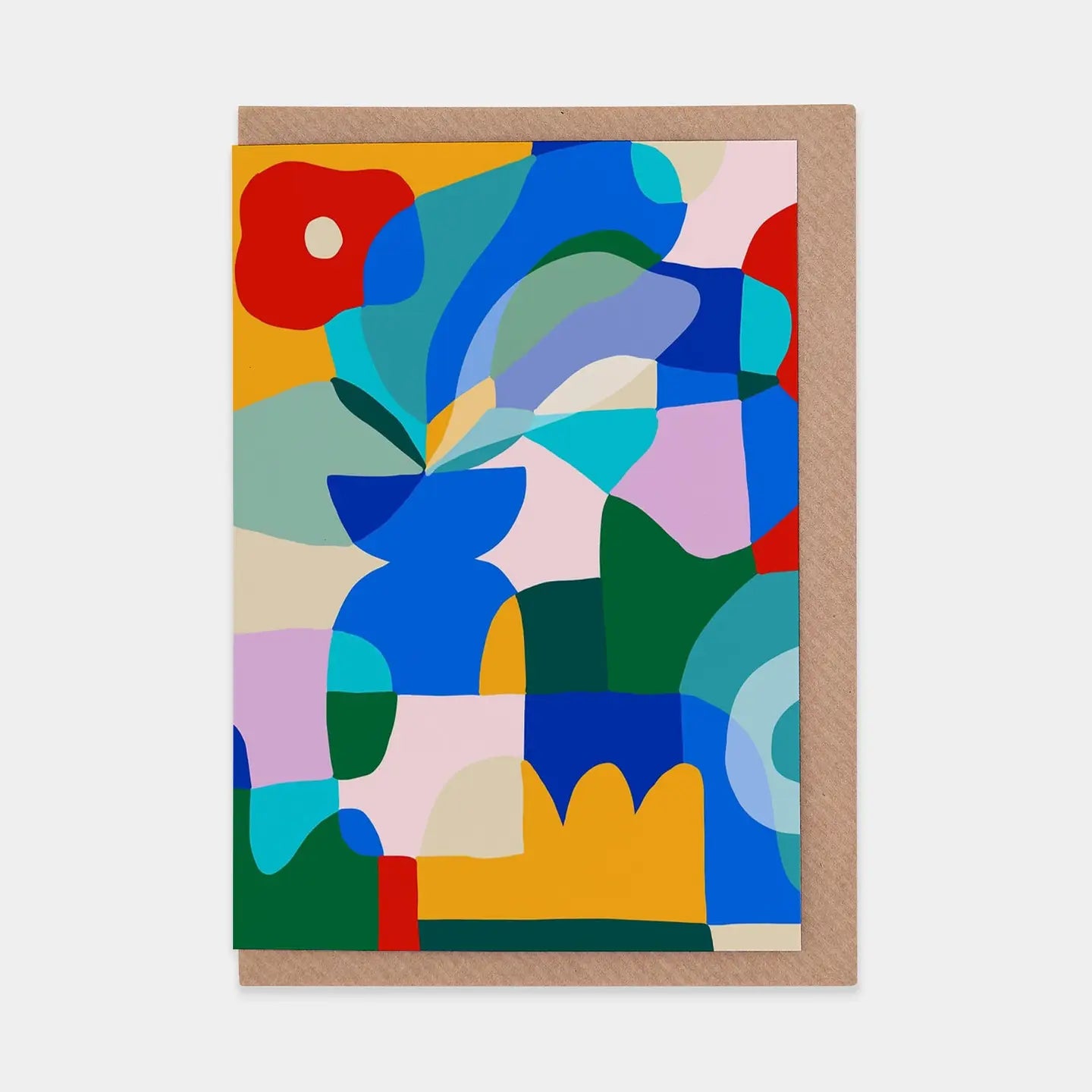 Red Poppy With Blue Vase Greeting Card