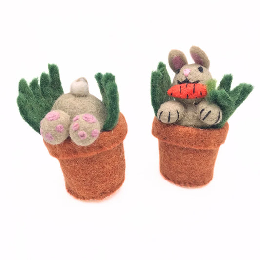 Hello Bunny & Curious Bunny In Flower Pot Decoration