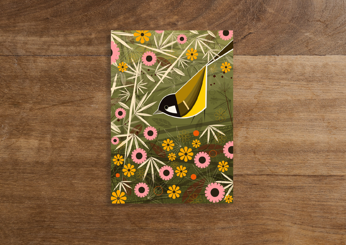 Great Tit in a Meadow Greetings Card