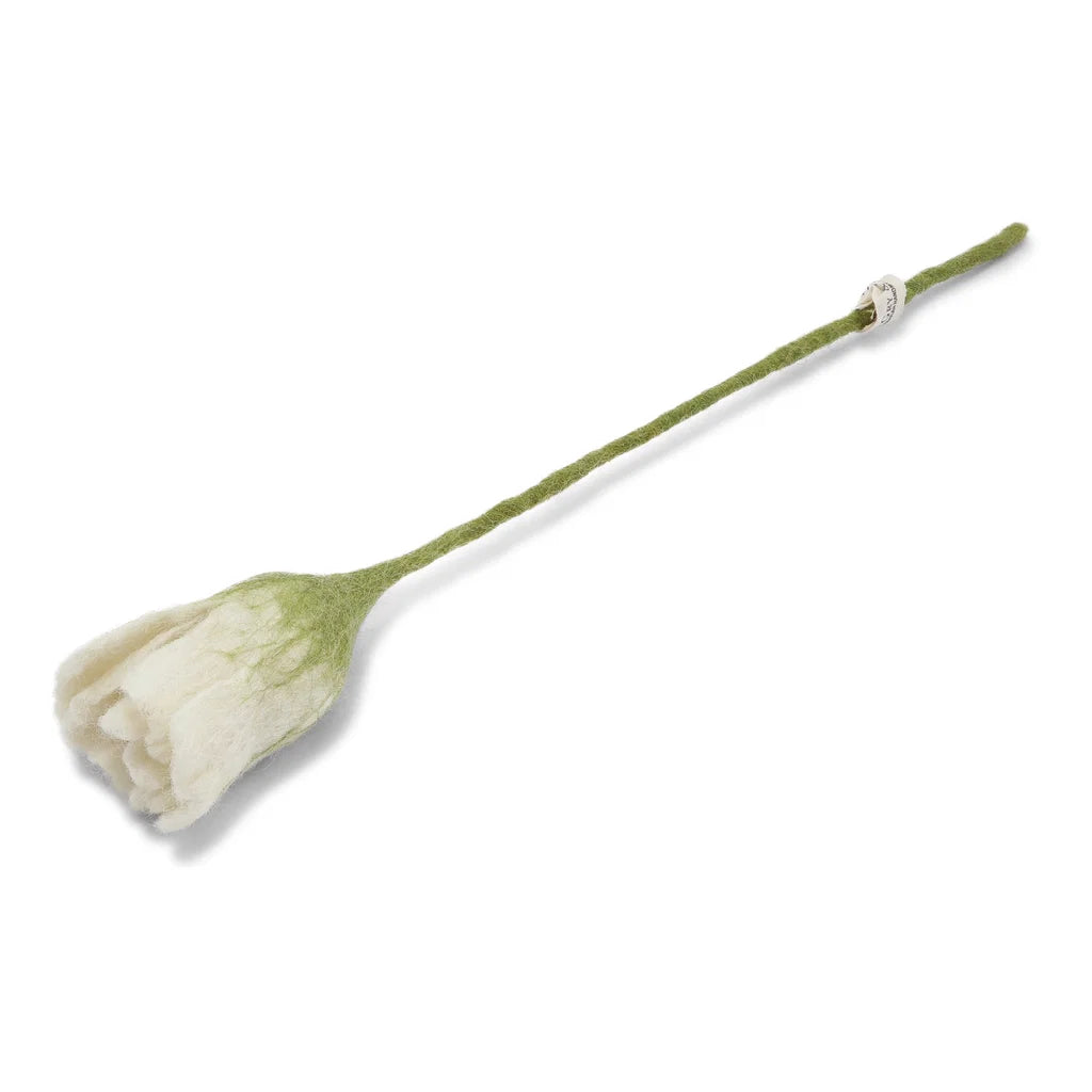 Tulip Flower Felt Decoration White