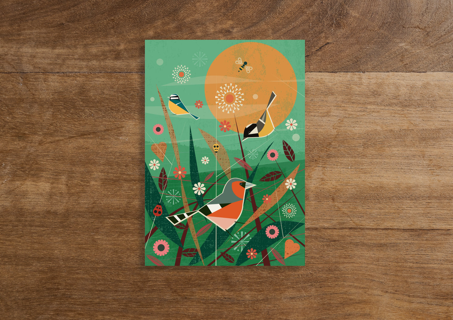 Birds in a Meadow Greetings Card