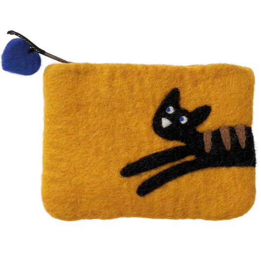 Jumping Cat Felted Wool Purse ( Kneaded by Hand)
