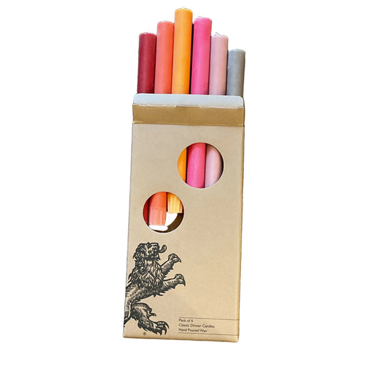 Warm Pinks & Reds Eco Dinner Candles Pack of 6