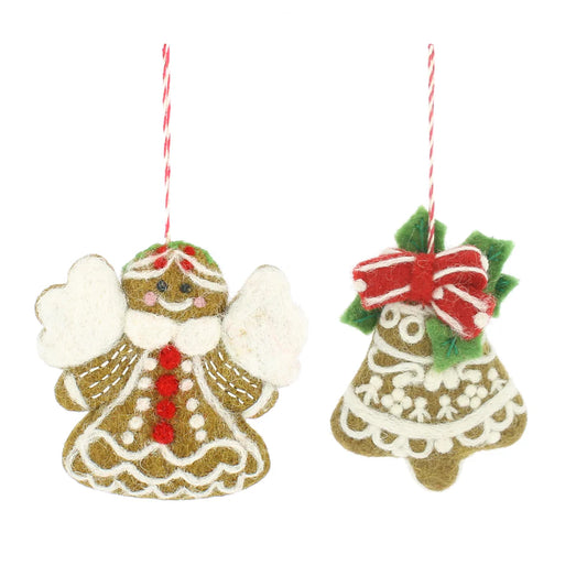 Gingerbread Angel or Bell Hanging Decoration
