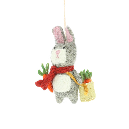 Easter Bunny With Sack Of Carrots Felt Decoration