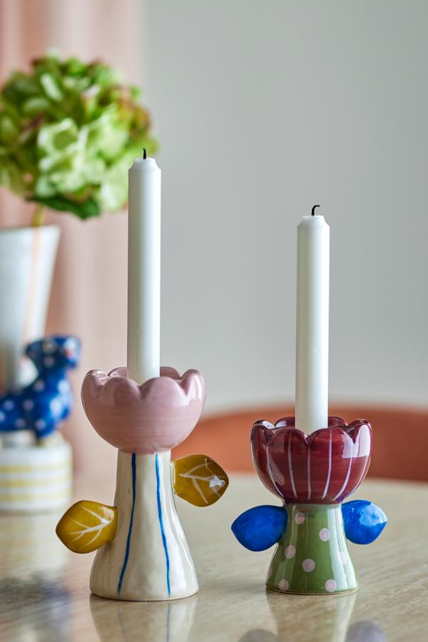 Florita Votive & Candle Holder Pink / White Stripe