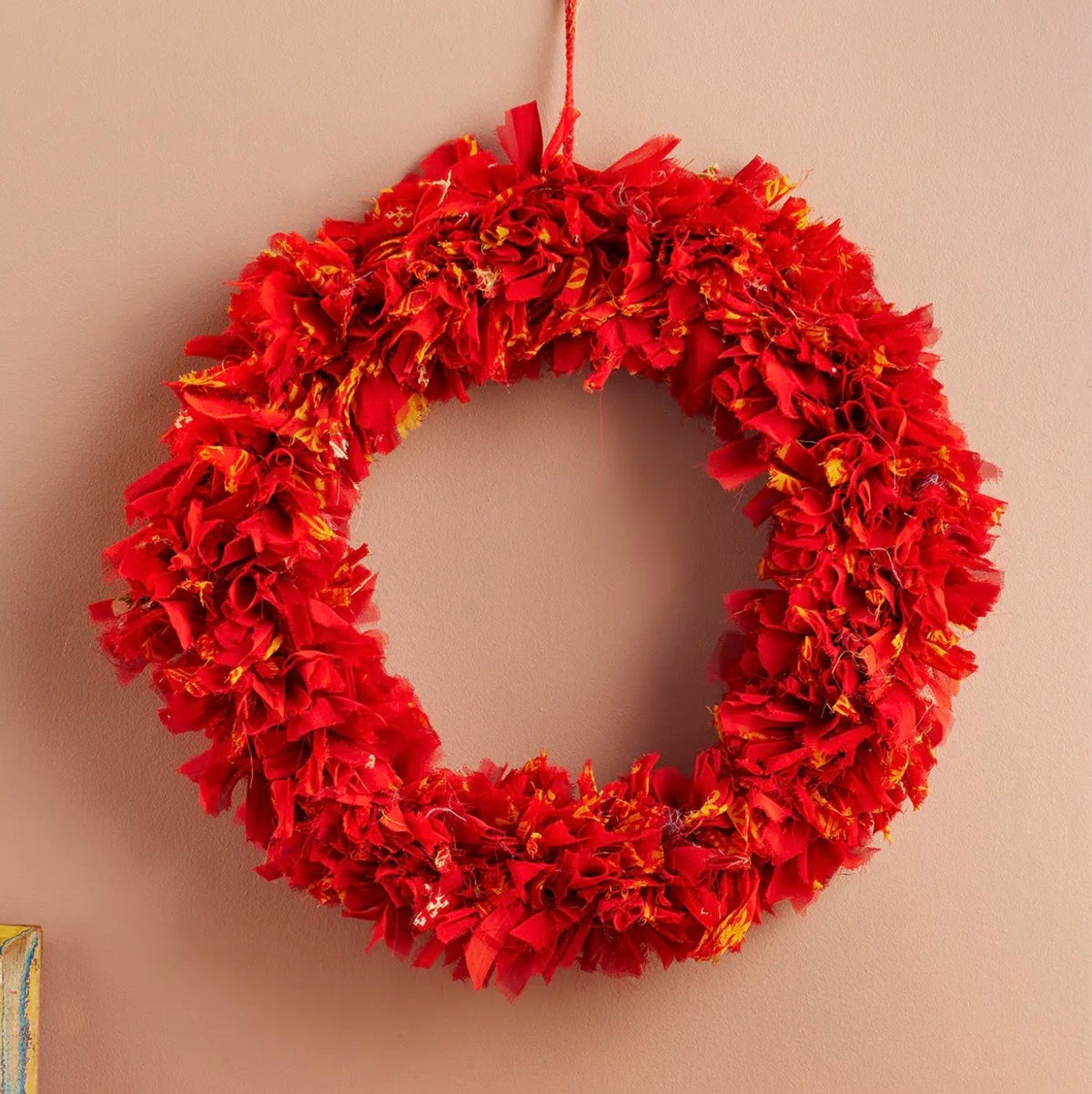 Recycled Sari Large Red Wreath
