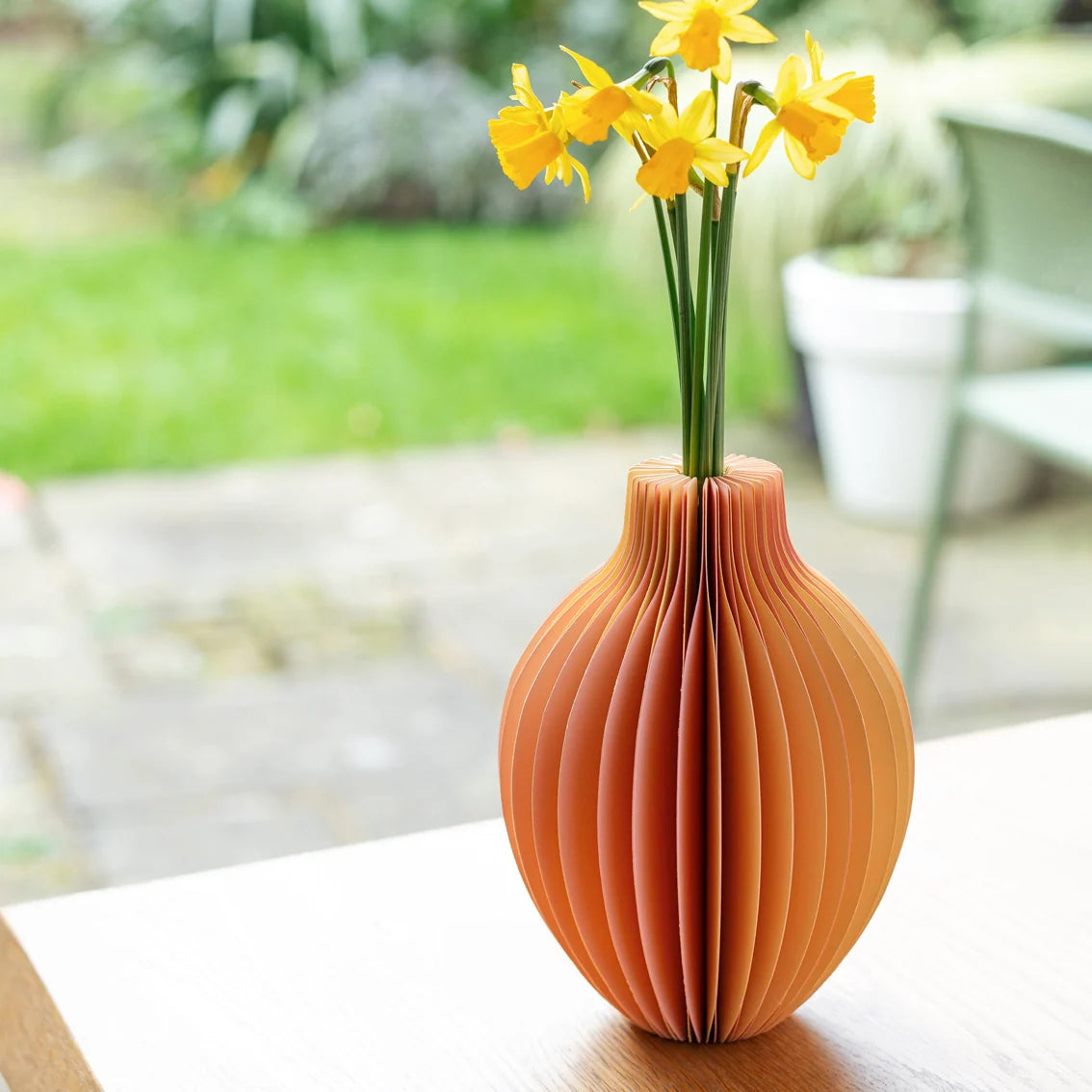 Honeycomb Paper Yellow Vase