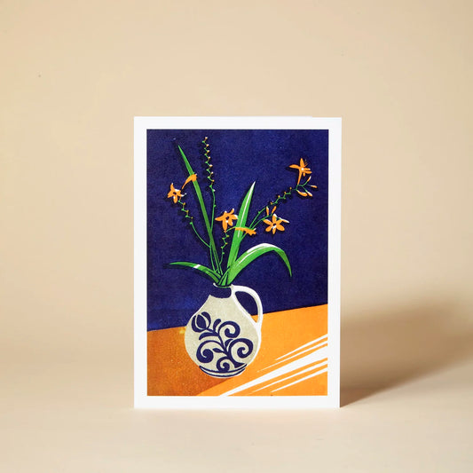 Crocosmia Floral Greetings Card