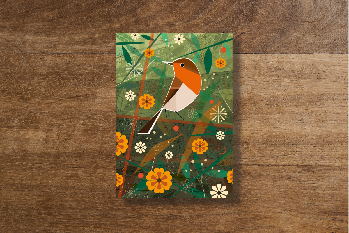 Robin in the Woods Greetings Card