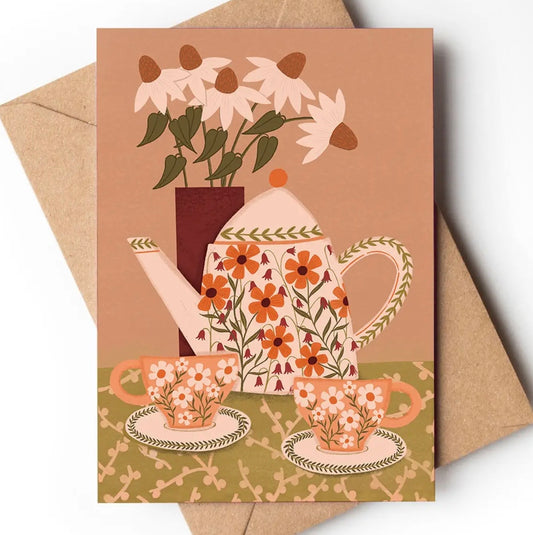 Echinacea & Orange Greetings Card