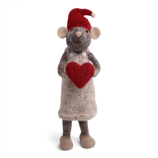 Large Grey Mouse With Heart