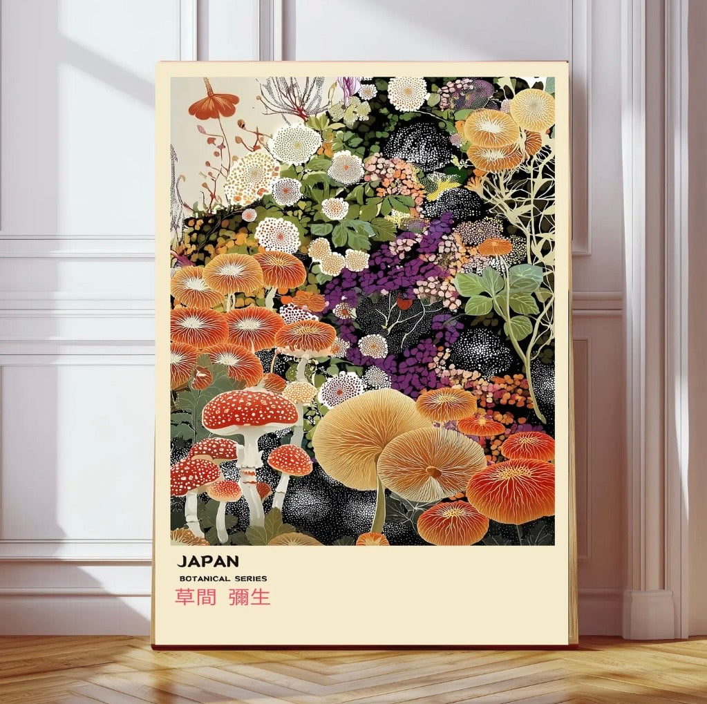 Japanese Flower Abstract Print
