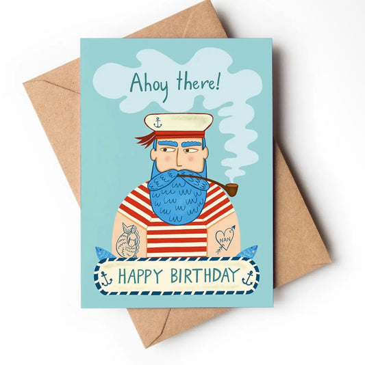 Ahoy There Old Sailor Birthday Greetings Card