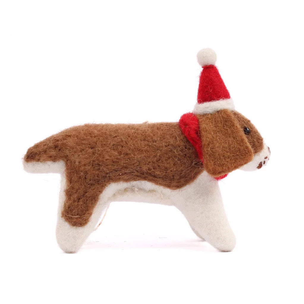 Spaniel With Hat and Scarf Felt Decoration
