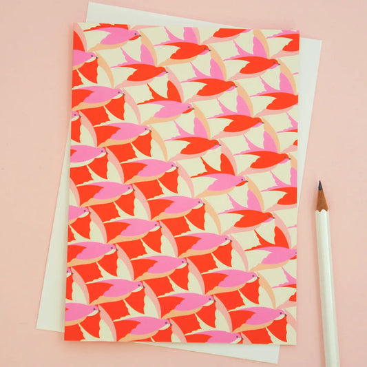 Hot Pink Birds Greeting Card
