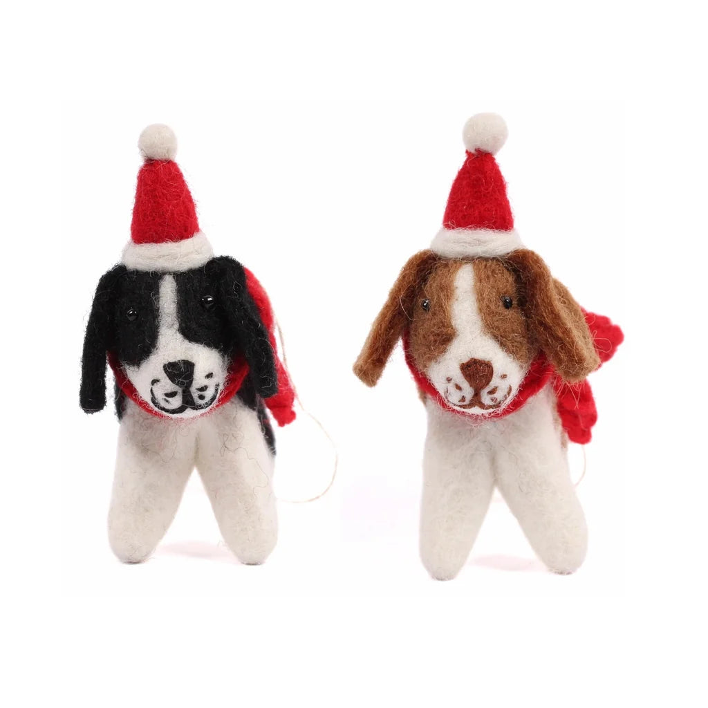 Spaniel With Hat and Scarf Felt Decoration