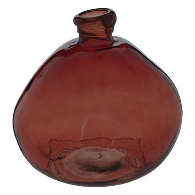 Large Round Recycled Amber Glass Vase