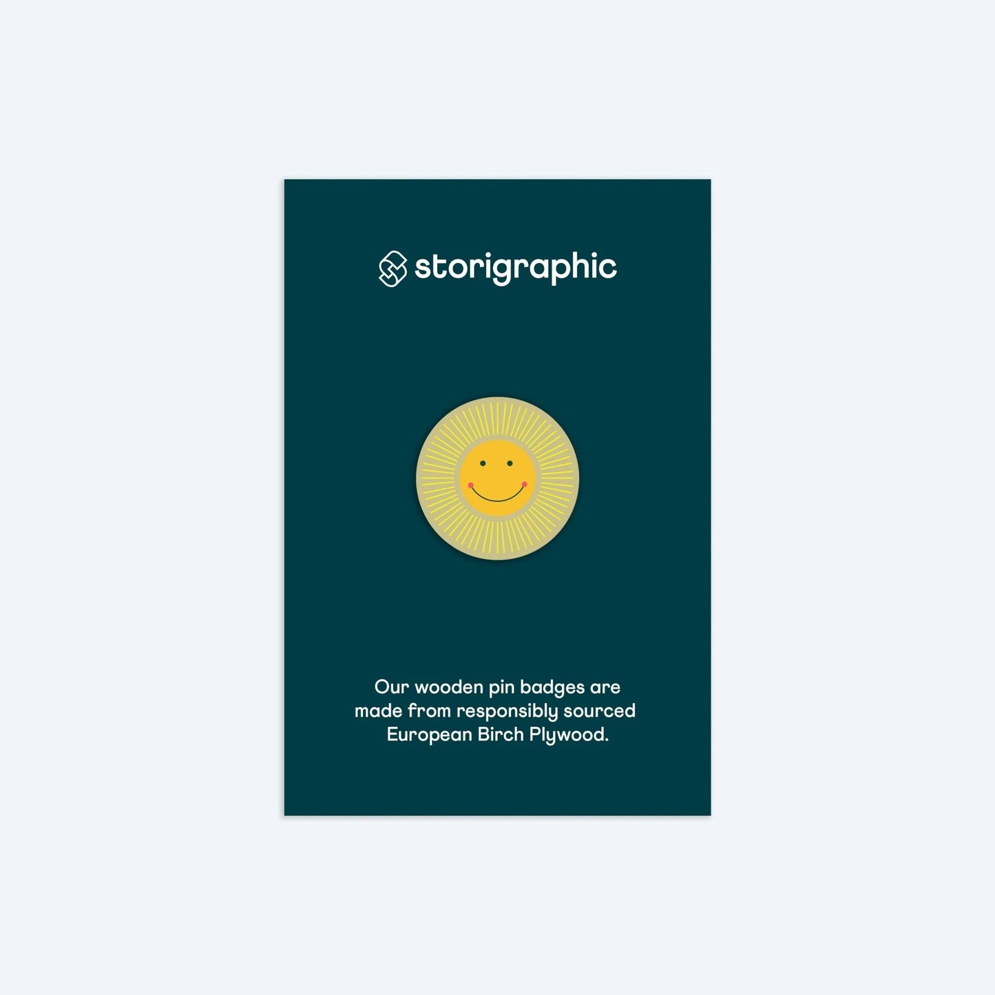 Wooden Pin Badge - Sunshine
