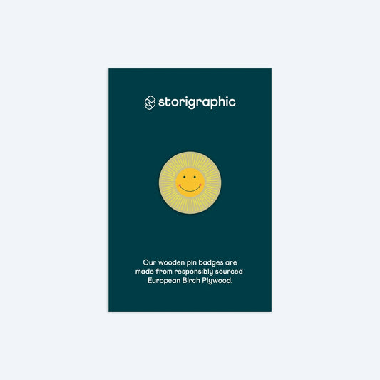 Wooden Pin Badge - Sunshine