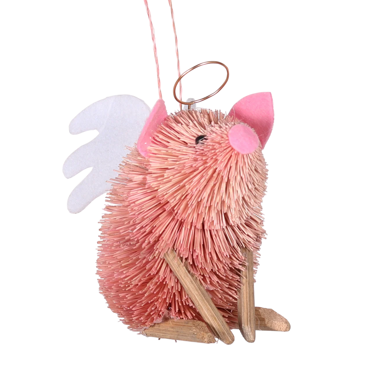 Bristle Angel Pig – Handmade Christmas Decoration