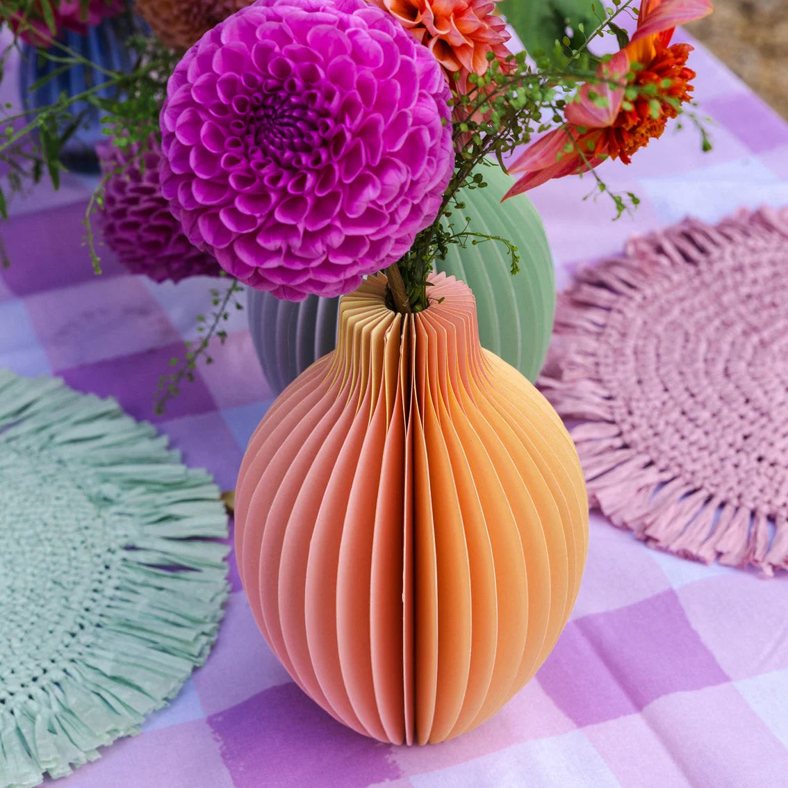 Honeycomb Paper Yellow Vase