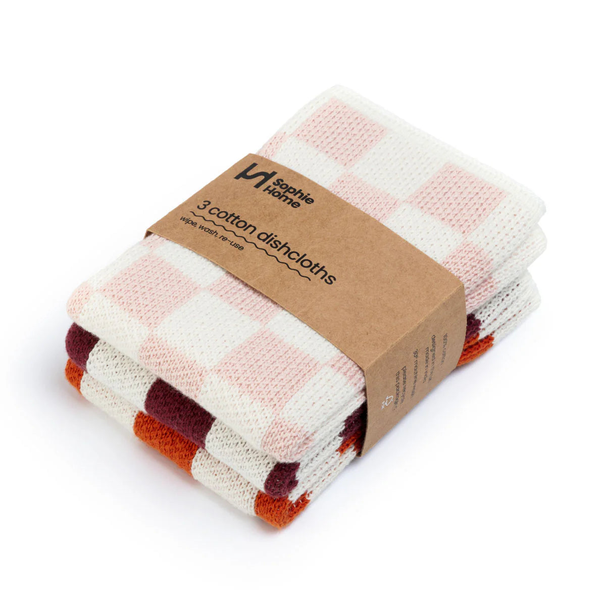 Reusable Checked Orange  Dishcloth (3 Pack)