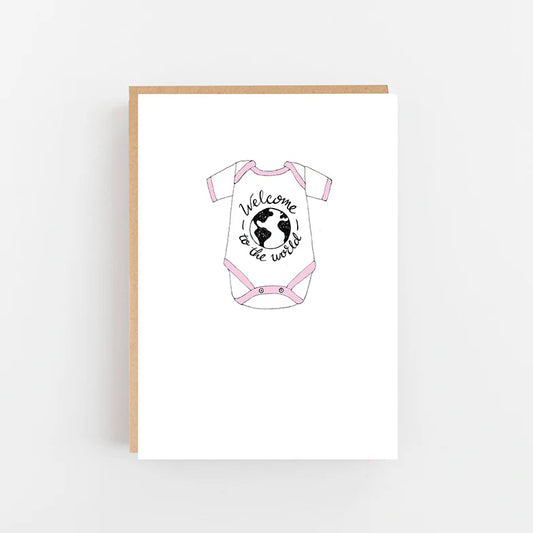 Welcome To The World Pink Greeting Card