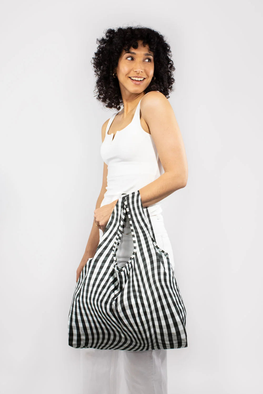 Distorted Gingham Medium Reusable Bag