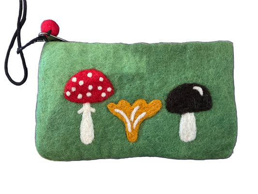 Mushrooms Wool Felted  Purse ( Kneaded by Hand)
