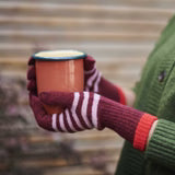 Women's Bordeaux & Dusky Pink Lambswool Gloves