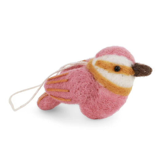 Spinus Bird Felt Decoration - Pink